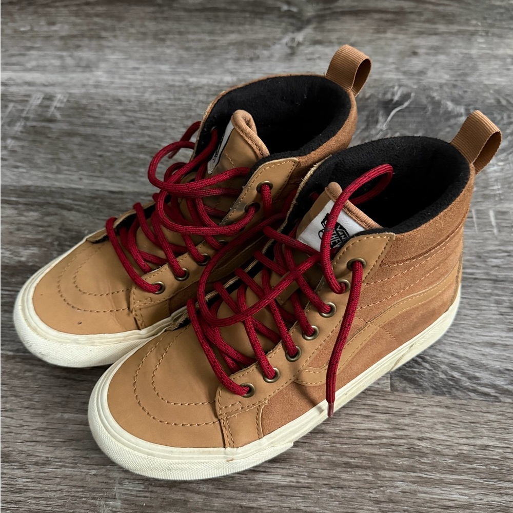 Vans Tan Sneakers with Red Laces for Kids